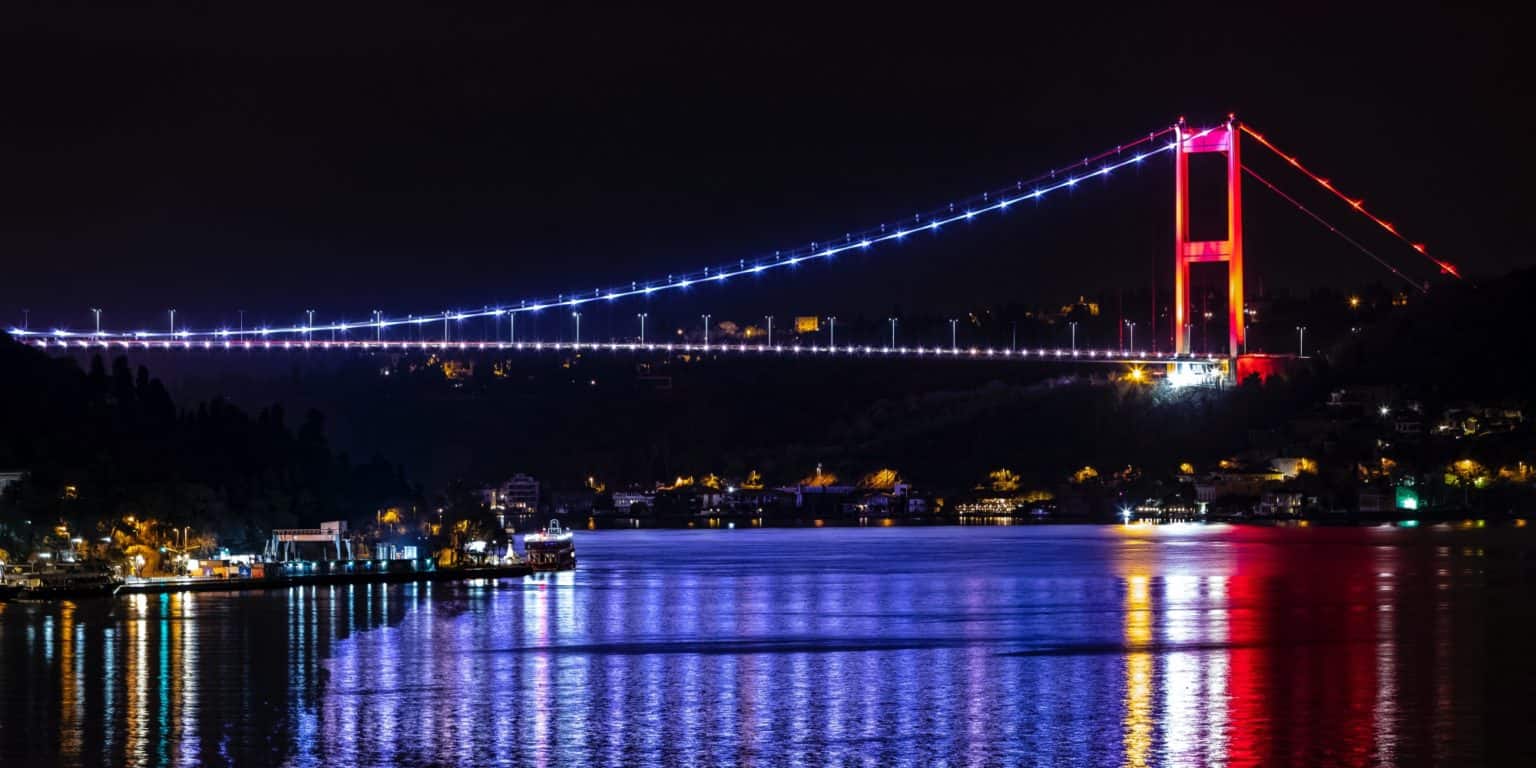 Bosphorus bridge at night